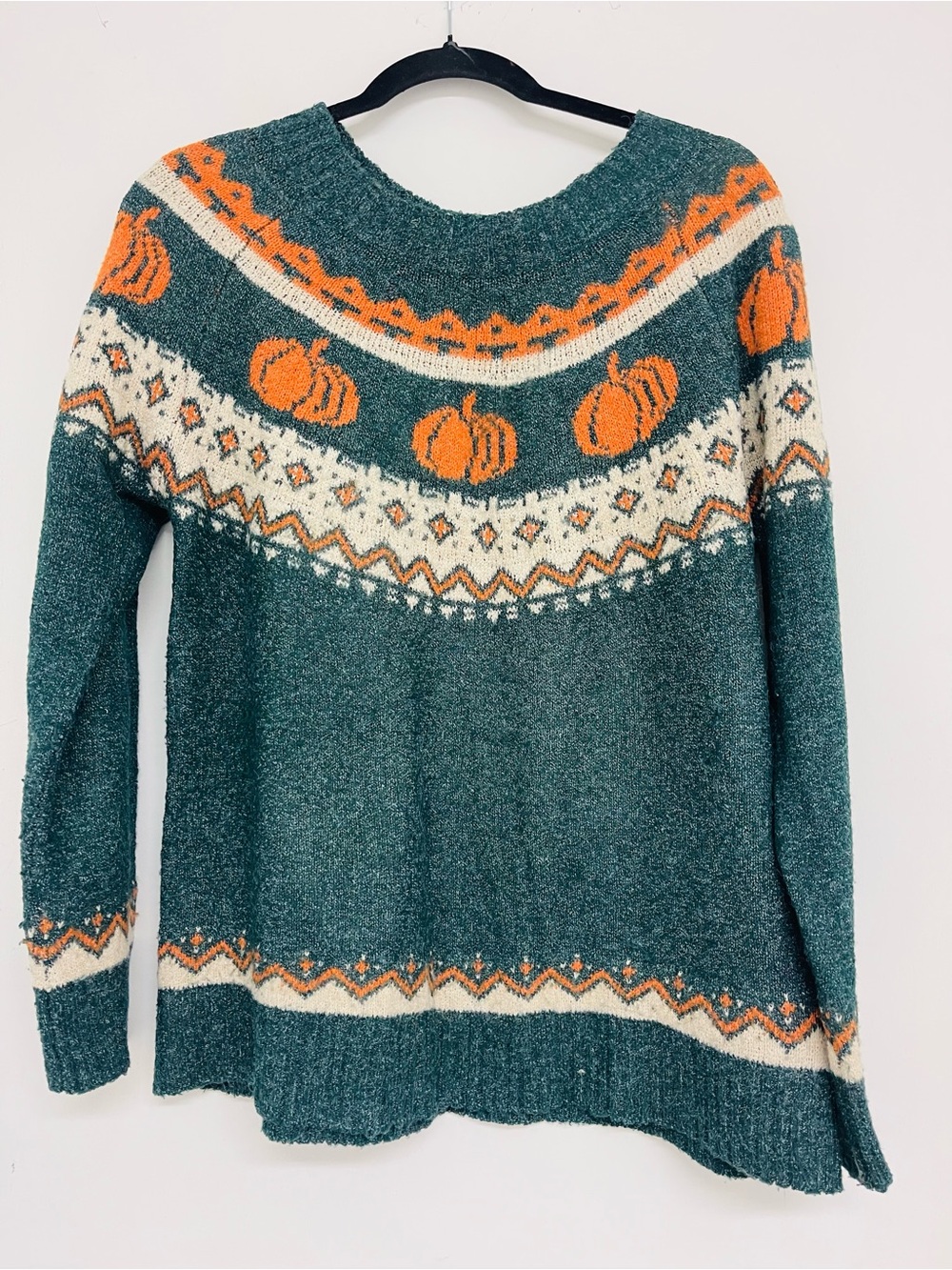 Cozy Pumpkin Pattern Women's Sweater - Orange & Cream Accents